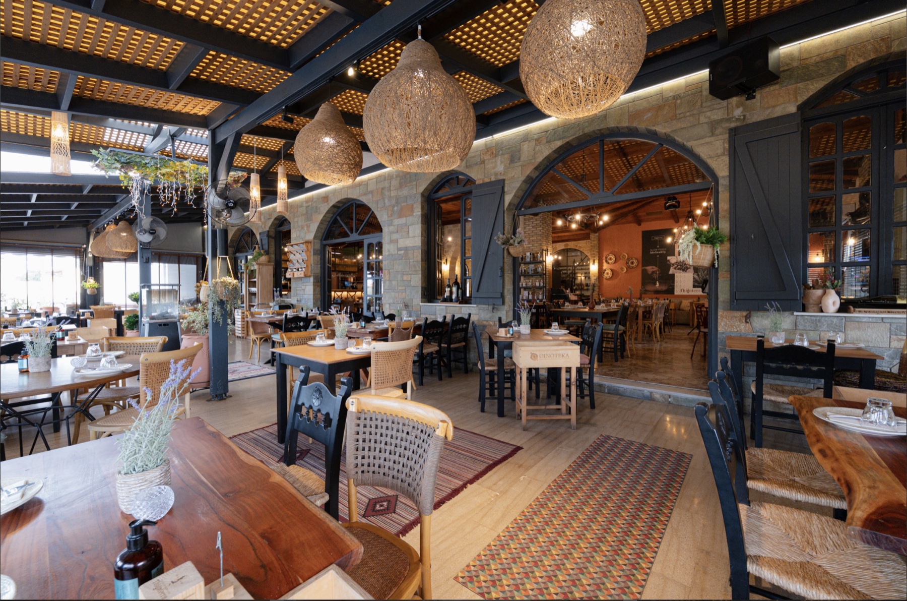 The warm contemporary interior at Thigaterra in Ammoudara